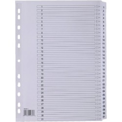 Register Papier 1-31 DIN A4 31 Blatt grau